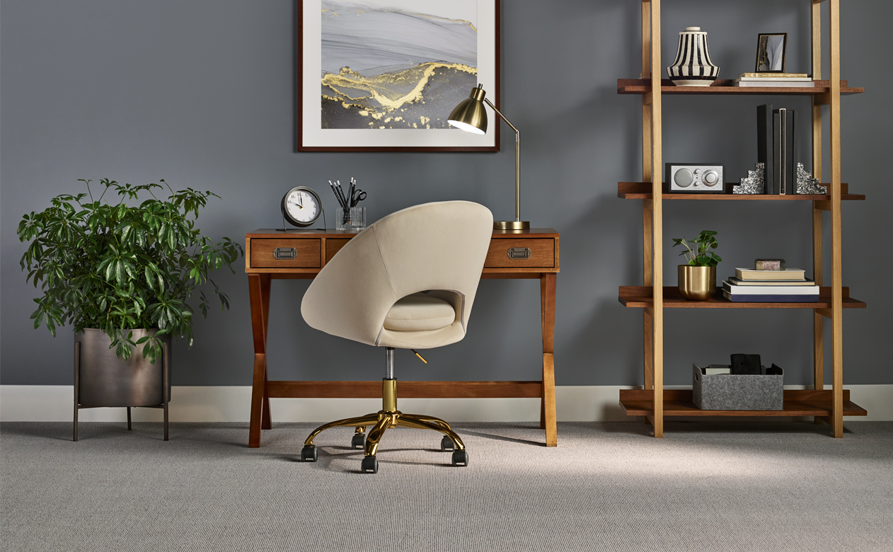 Dixie greige carpet in home office