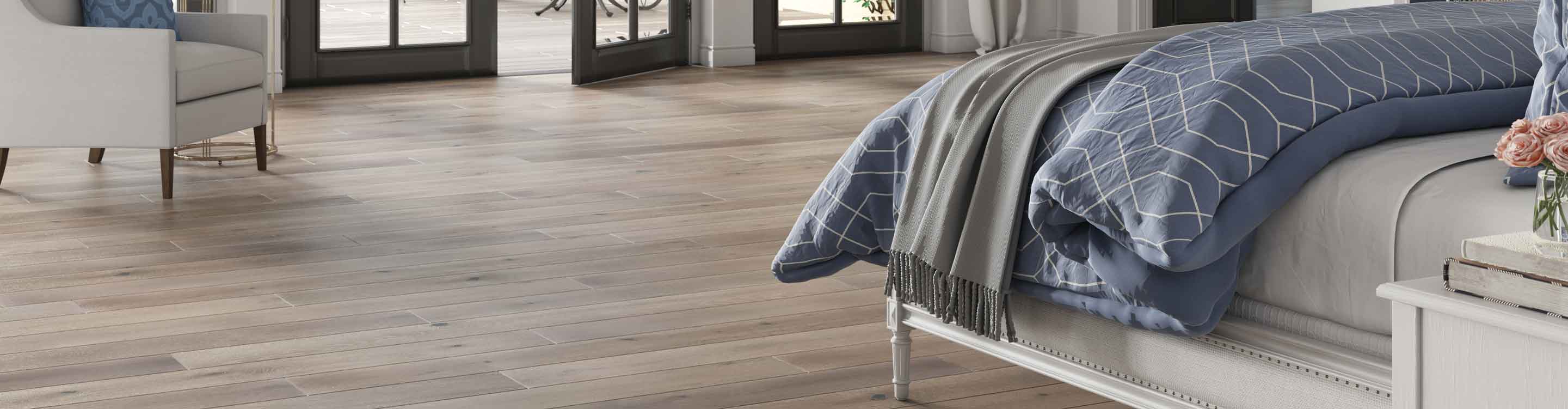 Ash brown hardwood flooring in a bedroom